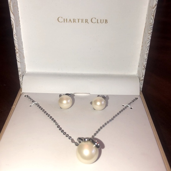 Charter Club Pearl Silver Jewelry set - Picture 4 of 6